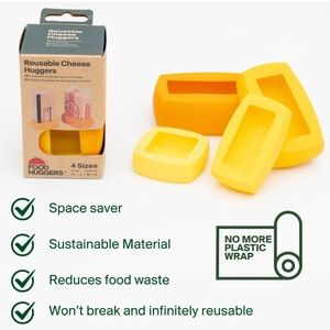 Food Huggers Cheese Huggers Set of 4 Reusable Silicone Savers wrappers washable